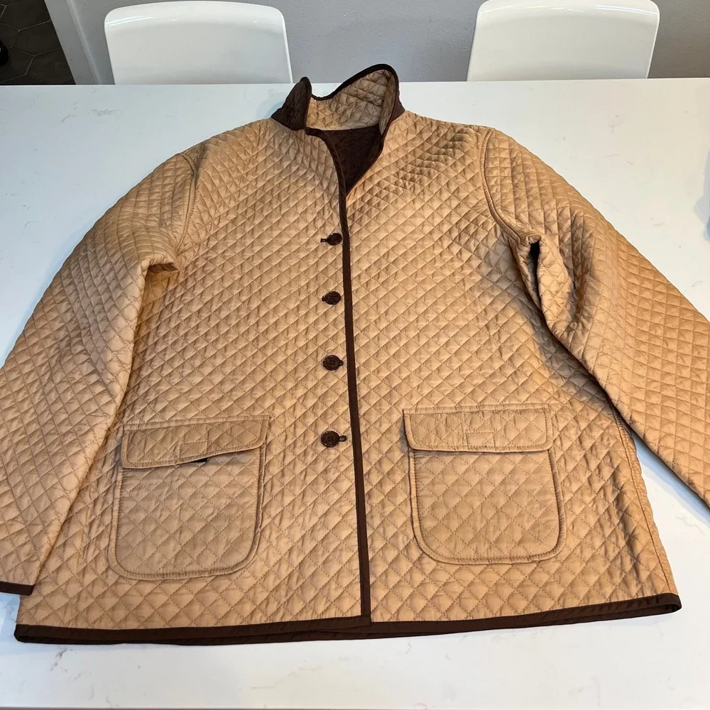 Sag Harbor Reversible Quilted Jacket Tan Brown Button Front Womens XL F23143 - Picture 6 of 12